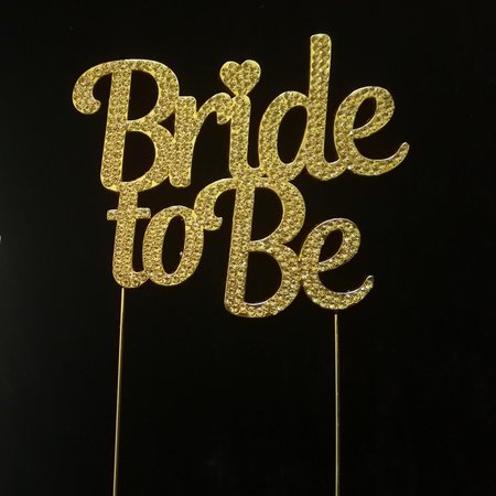 TIAN SWEET Bride to Be Rhinestone Cake Topper Gold 33014BTBg